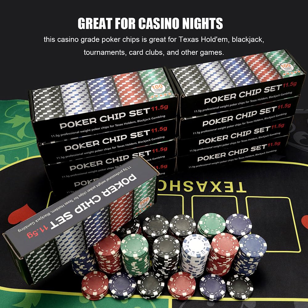 Amazon.com: Casino Poker Chip Set - 100 Clay Poker Chips